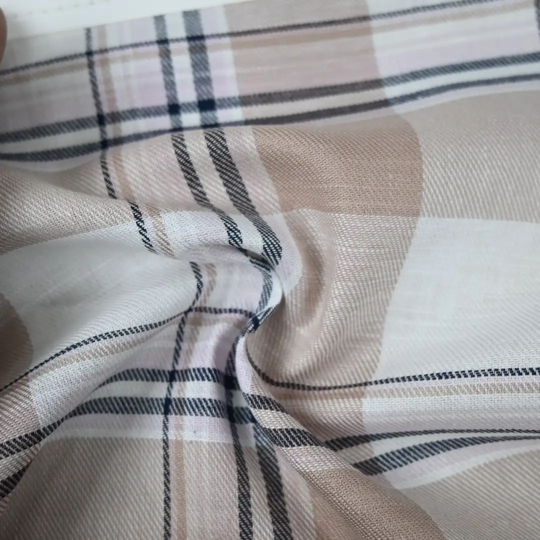 India Fabric for Shirt Cotton YD Twill Natural Woven Fabric Cotton Multi color Check color buy from India wholesaler bulk order at wholesale price free worldwide shipping Alibaba