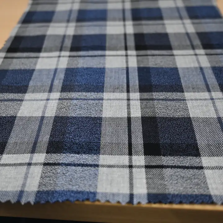 India Fabric for Shirt Cotton YD Twill Natural Woven Fabric Cotton Navy/Grey Check color buy from India wholesaler bulk order at wholesale price free worldwide shipping Alibaba
