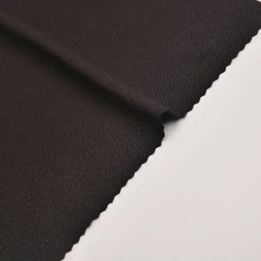 China Fabric for Jackets,Blazer Knit crepe Knit Fabric Polyester Spandex black color buy from China wholesaler bulk order at wholesale price free worldwide shipping Alibaba