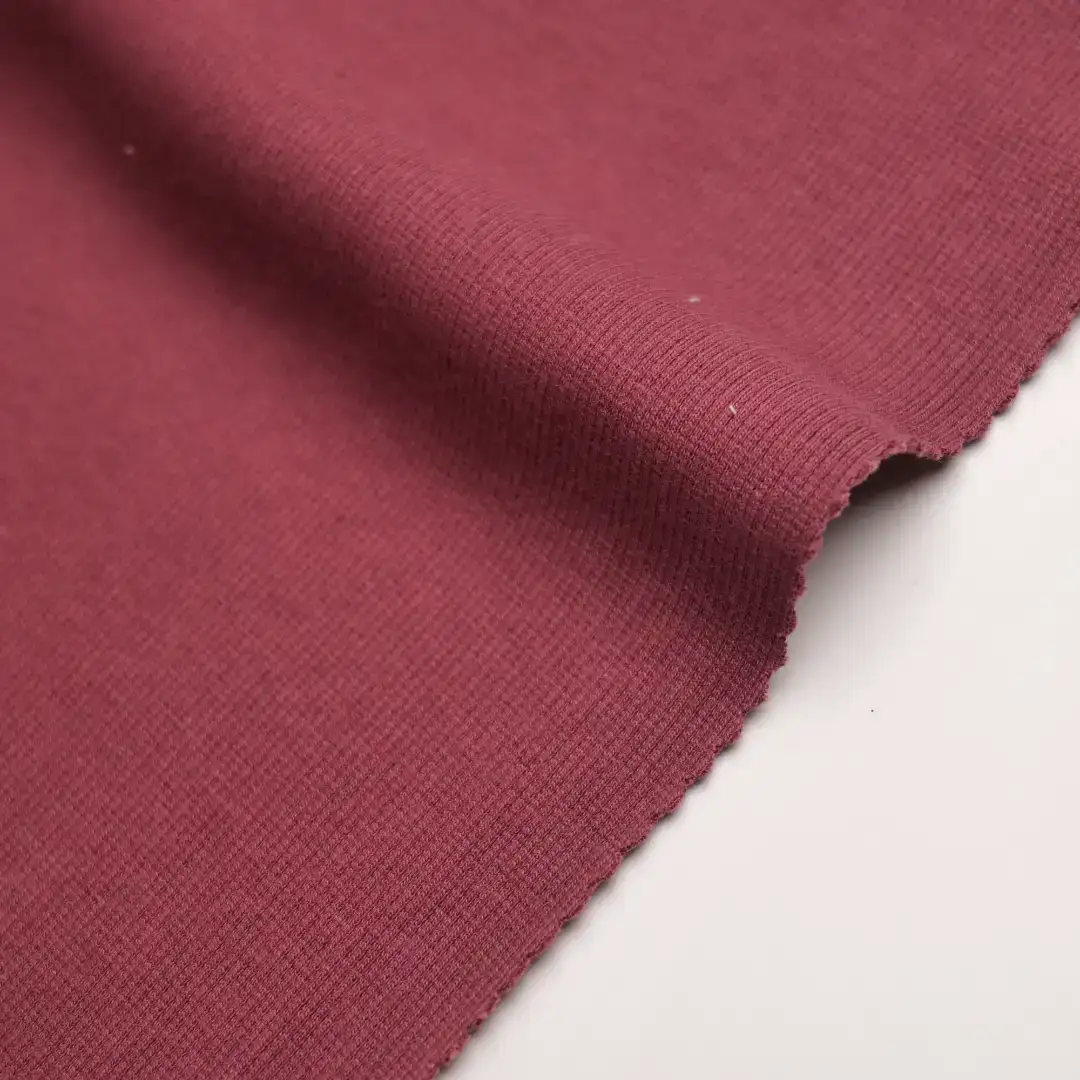 China Fabric for Jackets,Interlining Rib Knit Fabric Cotton Polyester Crimson red color buy from China wholesaler bulk order at wholesale price free worldwide shipping Alibaba