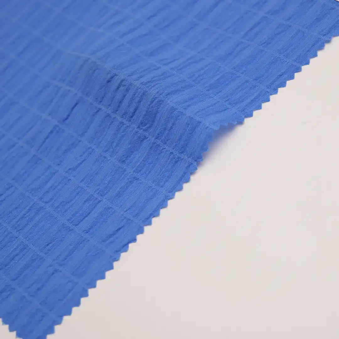 China Fabric for Shirt,Shirt Long Sleeve Button ,Shirt Half Sleeve Button  Cotton Crepe Natural Woven Fabric Polyester Spandex blue color buy from China wholesaler bulk order at wholesale price free worldwide shipping Alibaba