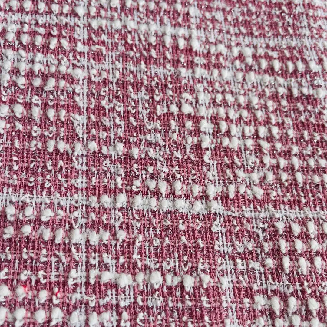 China Fabric for Crop Top Hacci Knit Fabric Polyester Cotton Metallic fiber Spandex Yd-Pink Check color buy from China wholesaler bulk order at wholesale price free worldwide shipping Alibaba
