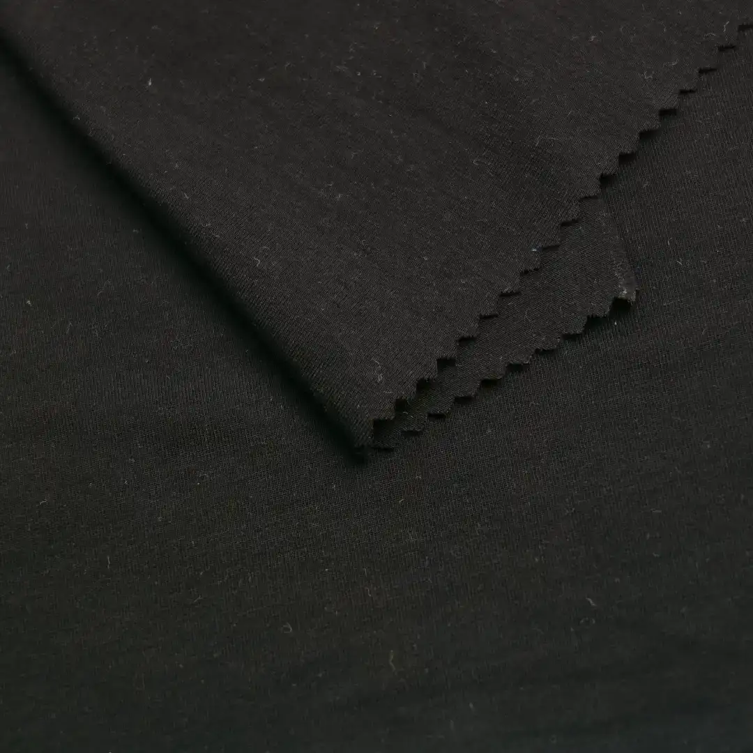 China Fabric for T-Shirt,Polo Shirt,Yoga Clothes,Sweatshirt Single Jersey Knit Fabric Modal Cotton Spandex Black color buy from China wholesaler bulk order at wholesale price free worldwide shipping Alibaba