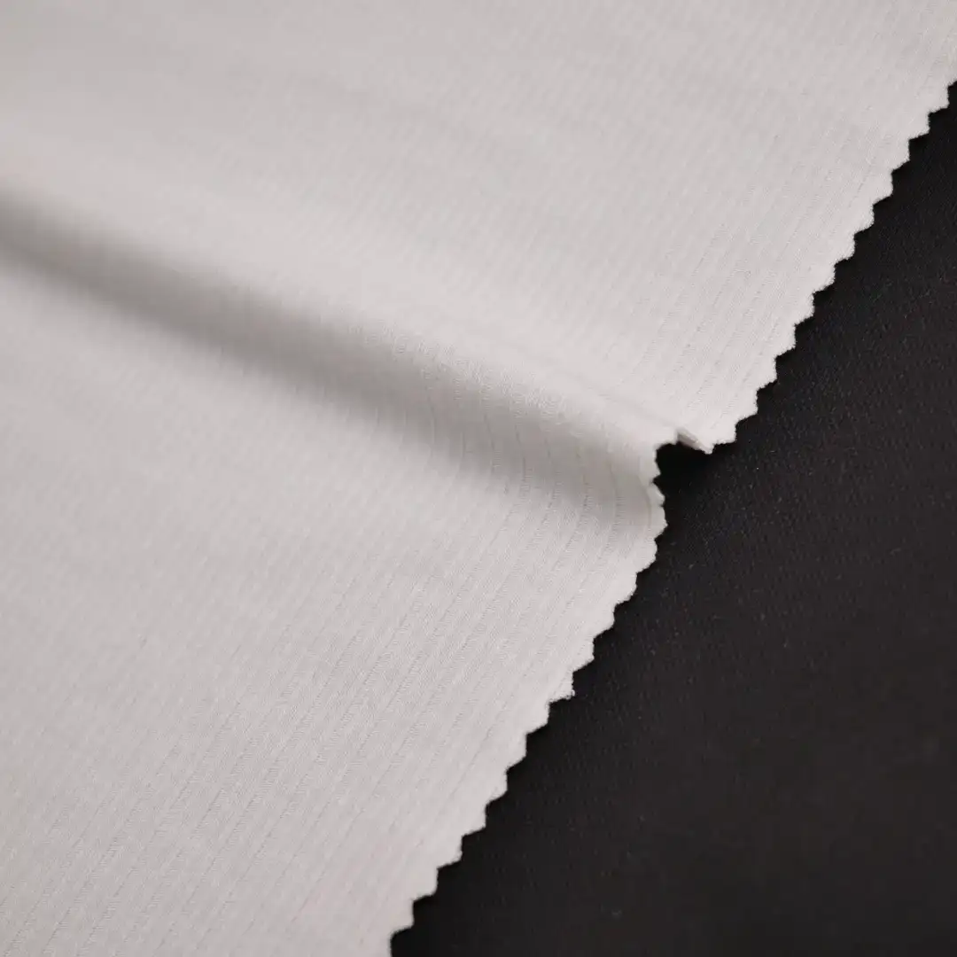 China Fabric for Hoodie,Ladies Vest  Rib Knit Fabric Polyester Rayon Spandex White color buy from China wholesaler bulk order at wholesale price free worldwide shipping Alibaba