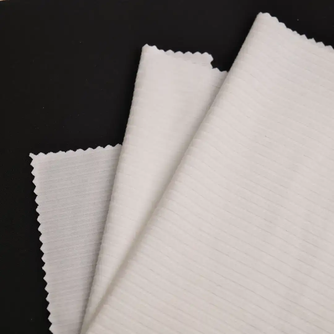 China Fabric for Hoodie,Ladies Vest  Rib Knit Fabric Polyester Rayon Spandex White color buy from China wholesaler bulk order at wholesale price free worldwide shipping Alibaba