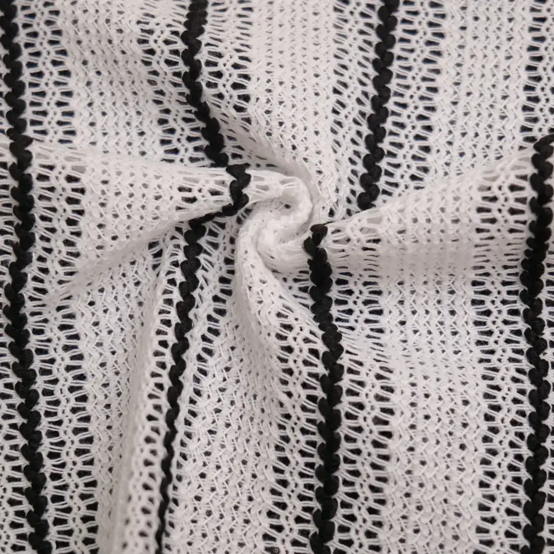 China Fabric for Tank Top,Open Cardigan ,Dresses (Cardigan Open)  Mesh Knit Fabric Polyester Yd-Black/White color buy from China wholesaler bulk order at wholesale price free worldwide shipping Alibaba