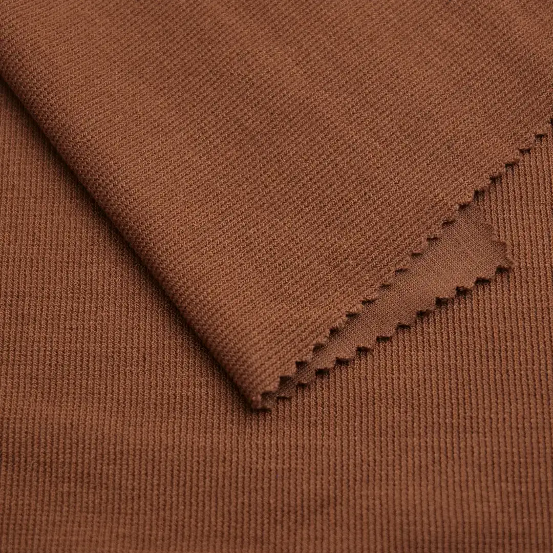 China Fabric for Jackets,Blazer,Hoodie,Sweatshirt Rib Knit Fabric Polyester Rayon Spandex Solid-Brown color buy from China wholesaler bulk order at wholesale price free worldwide shipping Alibaba