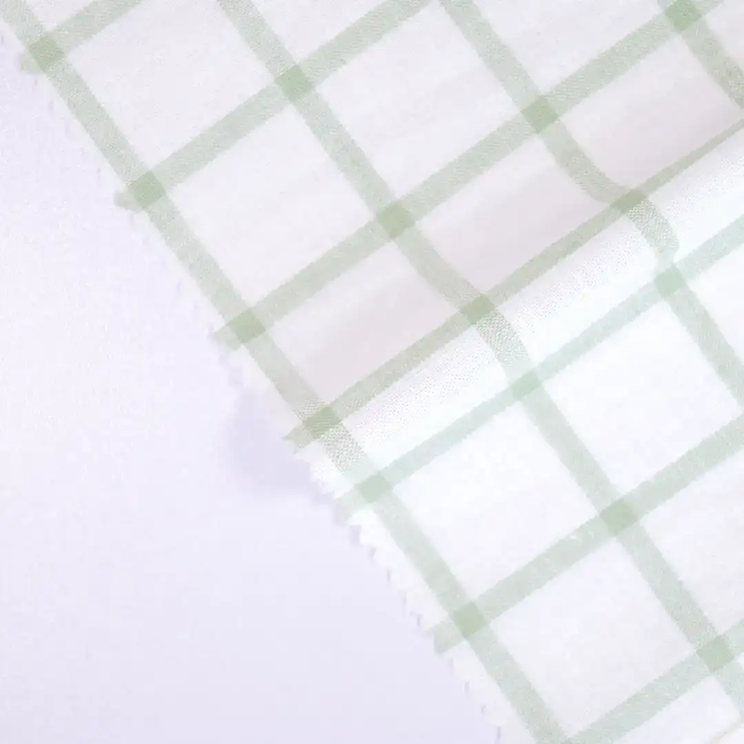 China Fabric for Blouse,Skirt,Over Shirt Linen/Rayon YD Plain Natural Woven Fabric Cotton Linen White Green Check color buy from China wholesaler bulk order at wholesale price free worldwide shipping Alibaba