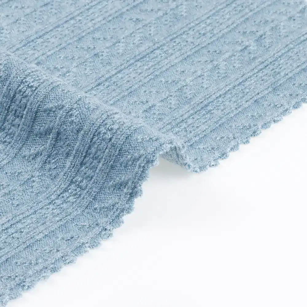 China Fabric for Open Cardigan ,Dresses (Cardigan Open) ,Dresses (Cardigan Button)  Weft Jacquard Knit Fabric Polyester Nylon Viscose blue color buy from China wholesaler bulk order at wholesale price free worldwide shipping Alibaba