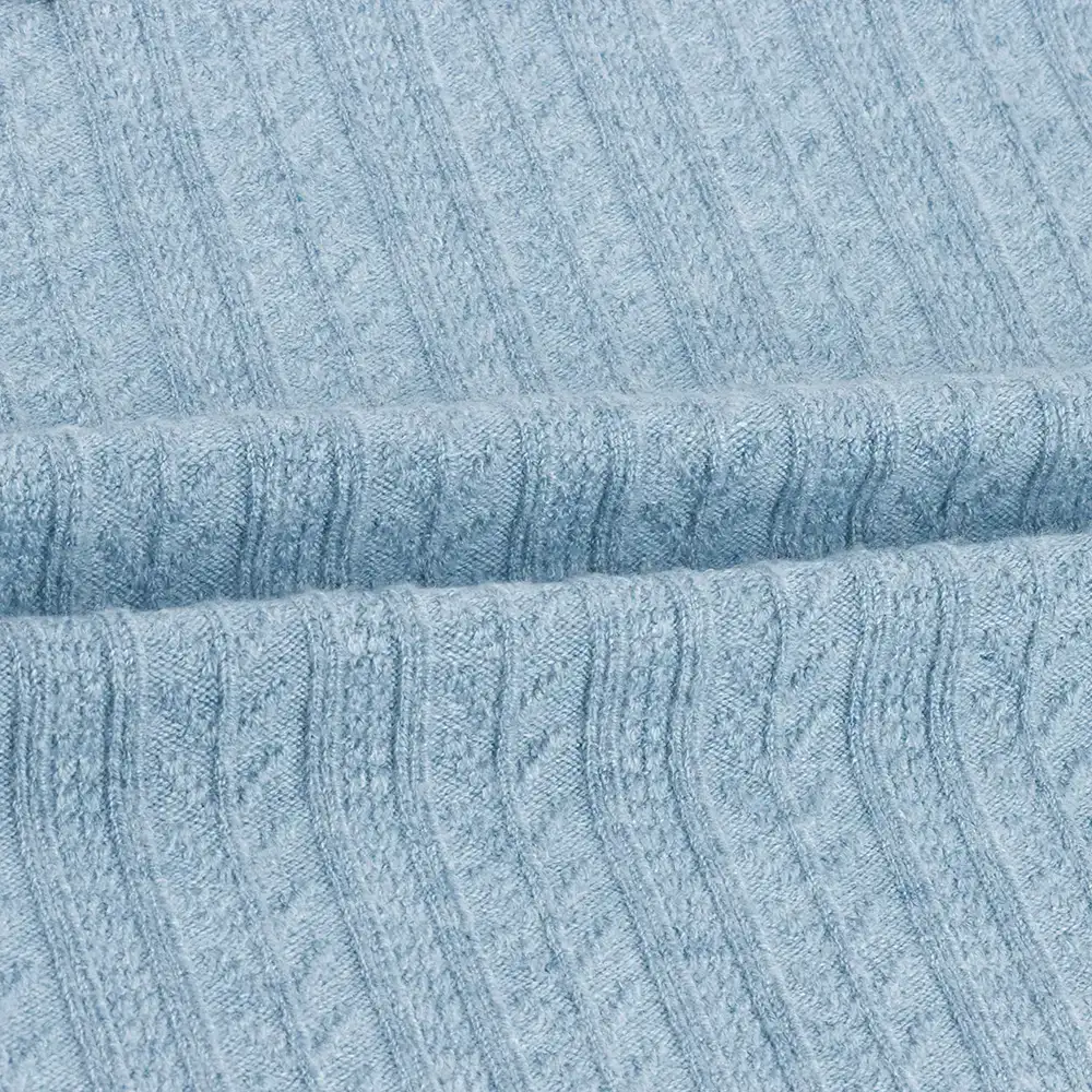 China Fabric for Open Cardigan ,Dresses (Cardigan Open) ,Dresses (Cardigan Button)  Weft Jacquard Knit Fabric Polyester Nylon Viscose blue color buy from China wholesaler bulk order at wholesale price free worldwide shipping Alibaba