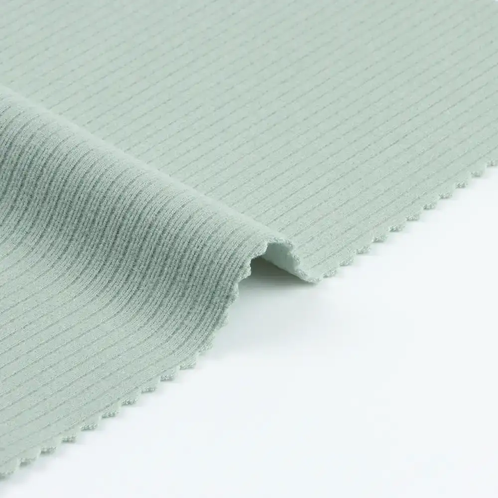China Fabric for Tank Top,Hoodie,Dresses (Pullover)  Rib Knit Fabric Polyester Spandex Solid-Light Green color buy from China wholesaler bulk order at wholesale price free worldwide shipping Alibaba