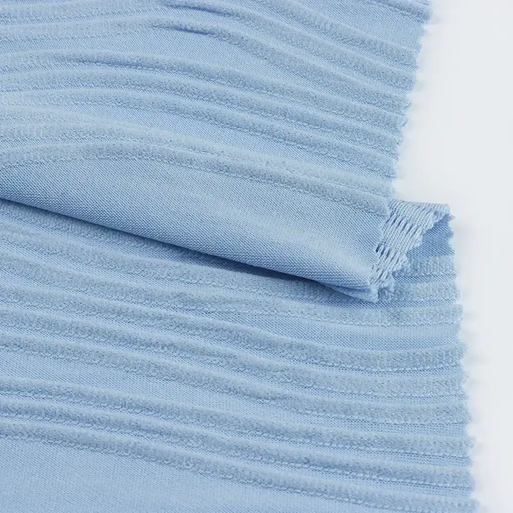 China Fabric for Jackets,Hoodie Weft Jacquard Knit Fabric Polyester Spandex Solid-Blue color buy from China wholesaler bulk order at wholesale price free worldwide shipping Alibaba