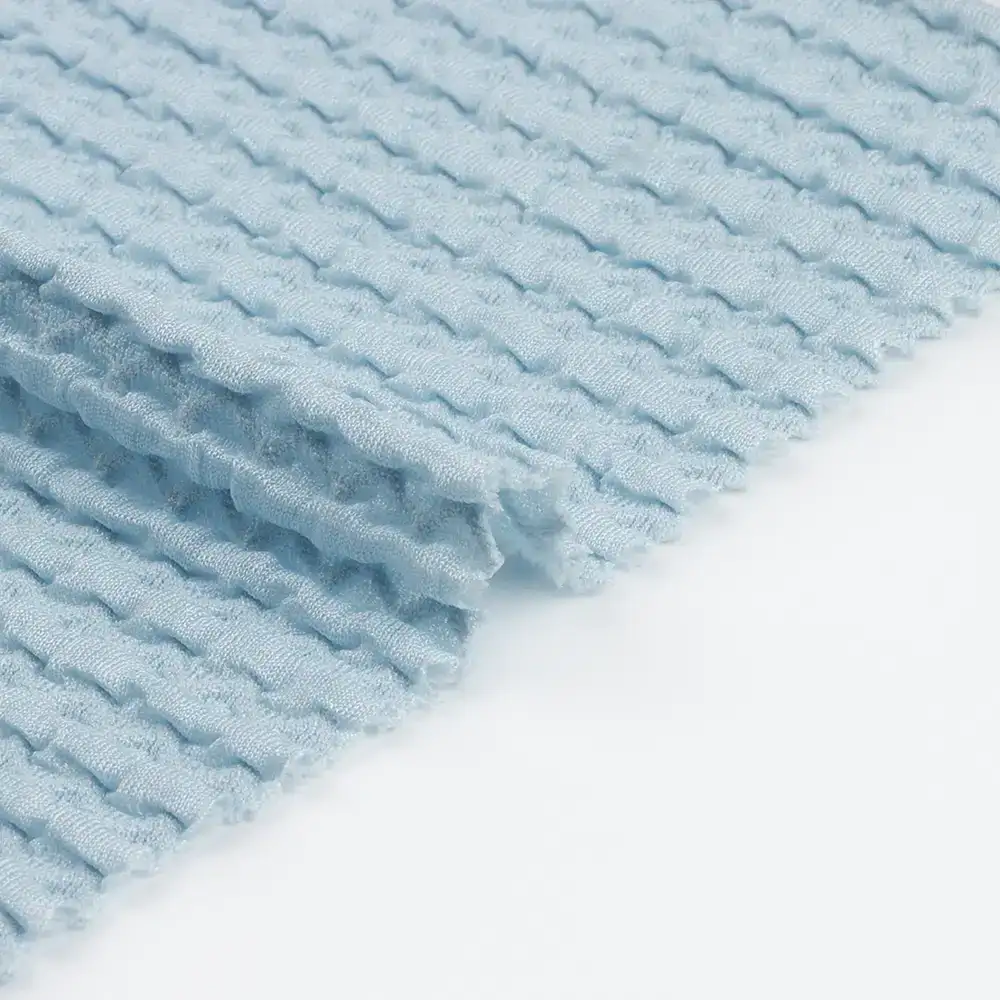 China Fabric for Open Cardigan ,Full-Zipper Cardigan  Weft Jacquard Knit Fabric Polyester Spandex Solid-Blue color buy from China wholesaler bulk order at wholesale price free worldwide shipping Alibaba