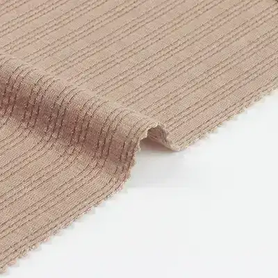 China Fabric for Blouse Weft Jacquard Knit Fabric Polyester Rayon Spandex Solid-Brown color buy from China wholesaler bulk order at wholesale price free worldwide shipping Alibaba