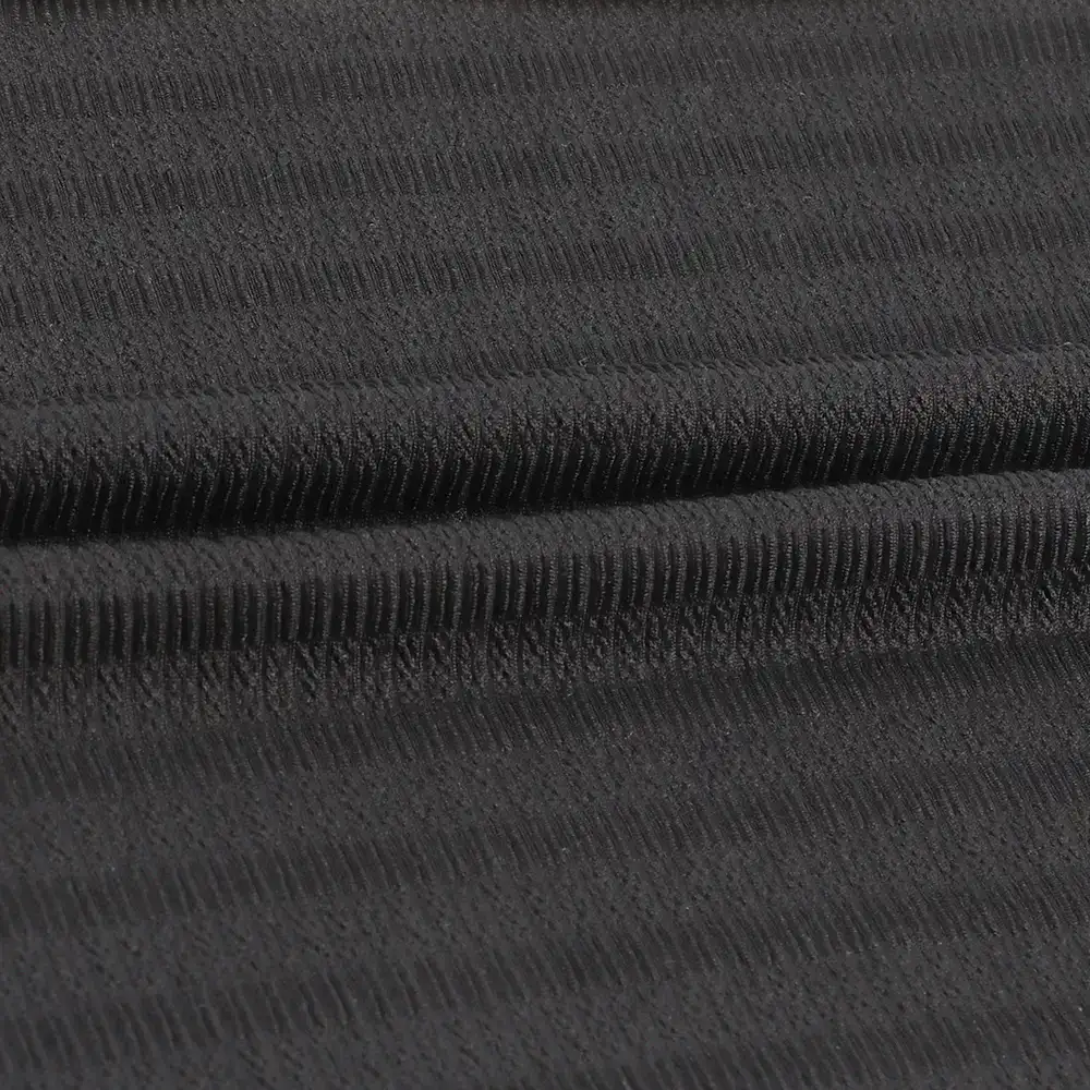 China Fabric for T-shirt ,Polo T-shirt  Weft Jacquard Knit Fabric Polyester Spandex Solid- Black color buy from China wholesaler bulk order at wholesale price free worldwide shipping Alibaba
