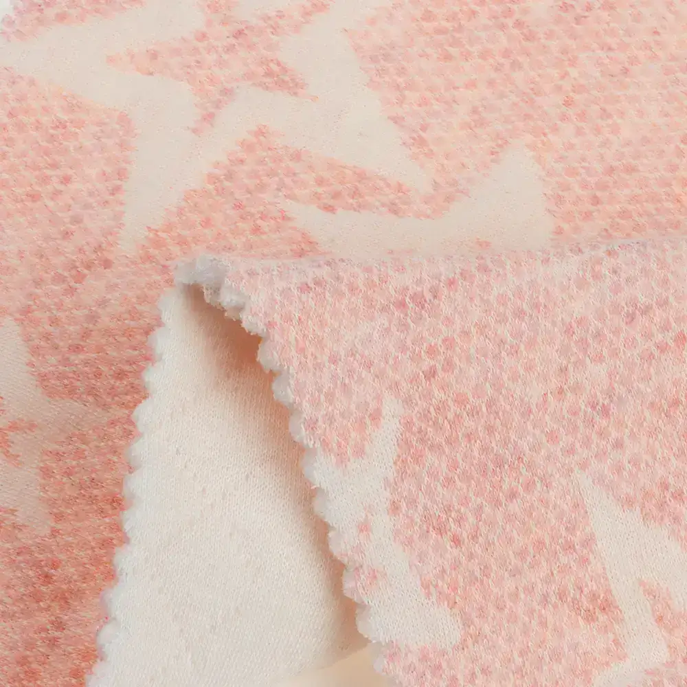 China Fabric for Jackets,Hoodie,Sweatshirt Weft Jacquard Knit Fabric Cotton Polyester PINK/WHITE color buy from China wholesaler bulk order at wholesale price free worldwide shipping Alibaba