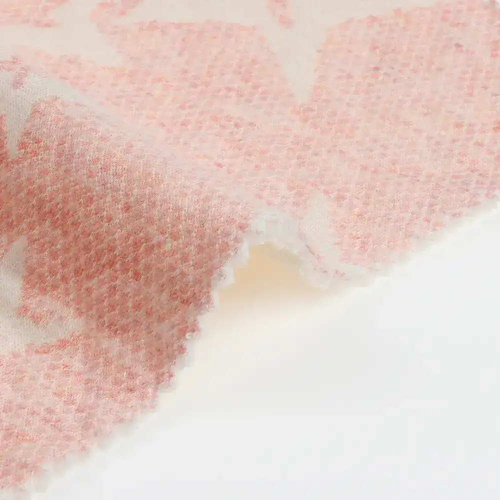 China Fabric for Jackets,Hoodie,Sweatshirt Weft Jacquard Knit Fabric Cotton Polyester PINK/WHITE color buy from China wholesaler bulk order at wholesale price free worldwide shipping Alibaba