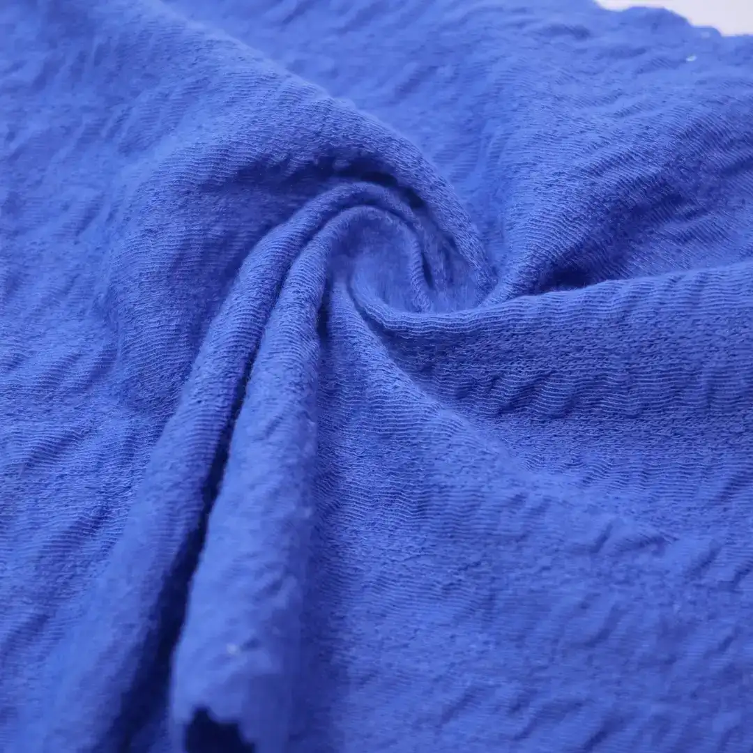 China Fabric for T-Shirt,Polo Shirt Weft Jacquard Knit Fabric Polyester Cotton Rayon Spandex Solid-Blue color buy from China wholesaler bulk order at wholesale price free worldwide shipping Alibaba