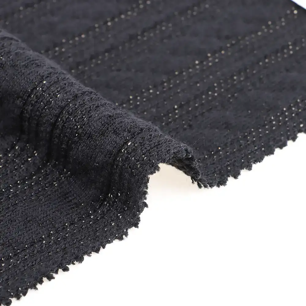 China Fabric for Open Cardigan  Weft Jacquard Knit Fabric Polyester Elastane black color buy from China wholesaler bulk order at wholesale price free worldwide shipping Alibaba
