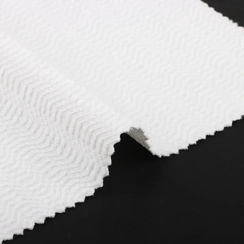 China Fabric for Jackets,Blouse Weft Jacquard Knit Fabric Polyester Elastane white color buy from China wholesaler bulk order at wholesale price free worldwide shipping Alibaba