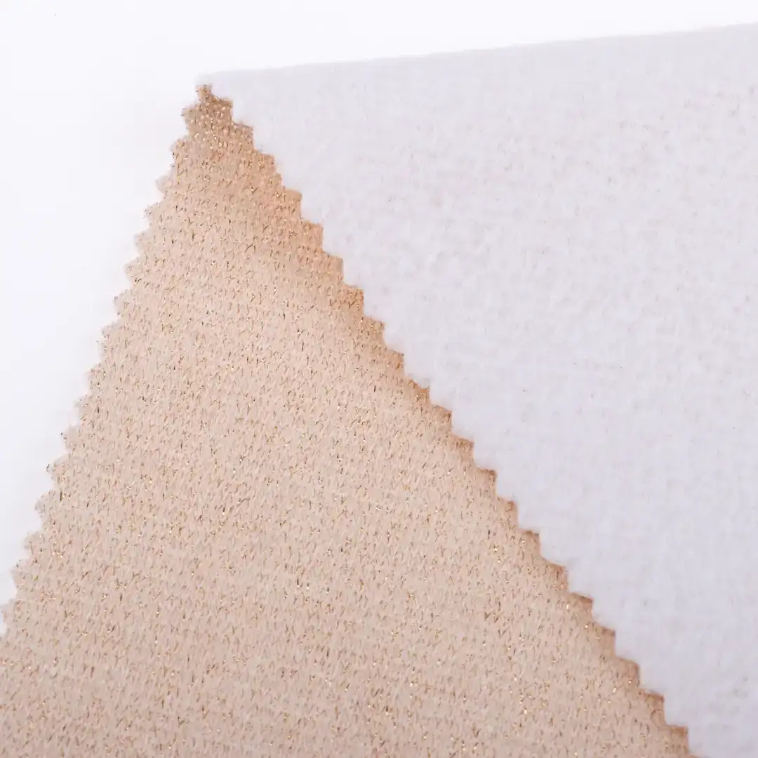 China Fabric for Jogger,Loungewear,Sweatshirt French Terry Knit Fabric Polyester Cotton Nylon Spandex Beige with lurex color buy from China wholesaler bulk order at wholesale price free worldwide shipping Alibaba