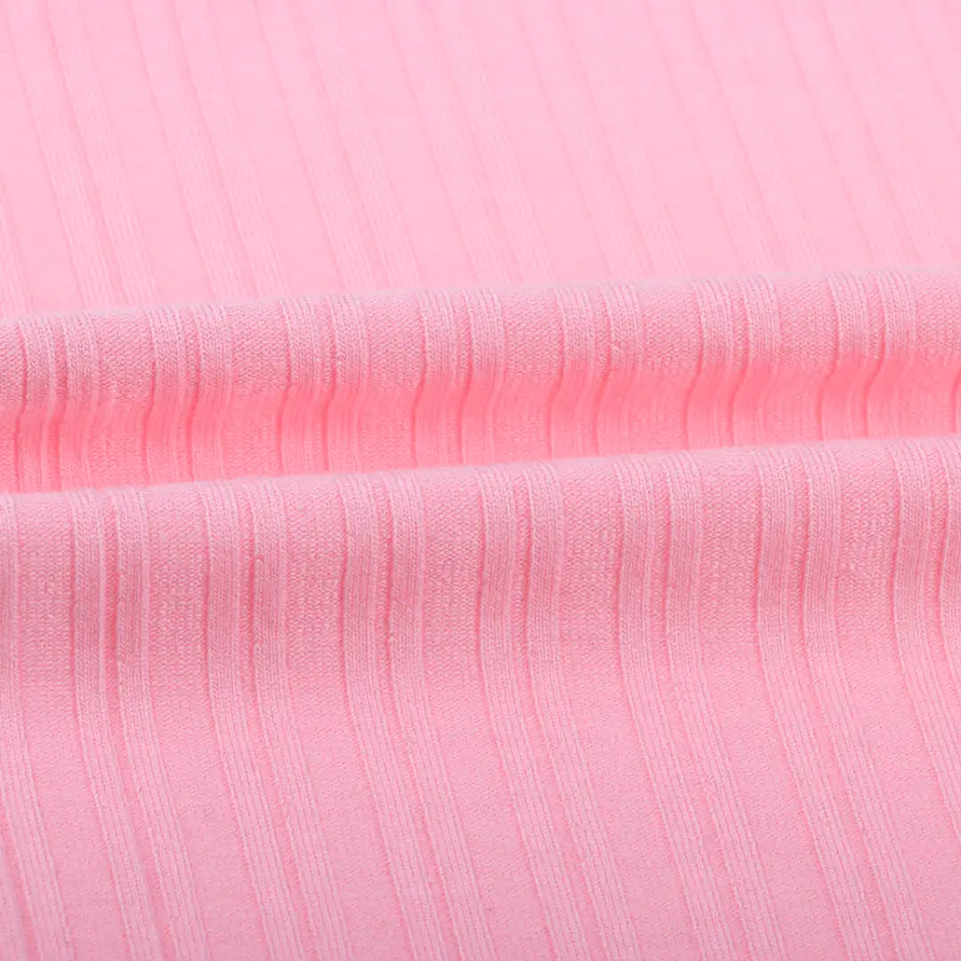 China Fabric for Tank Top,Crop Top,Hoodie Rib Knit Fabric Cotton Elastane Pink color buy from China wholesaler bulk order at wholesale price free worldwide shipping Alibaba