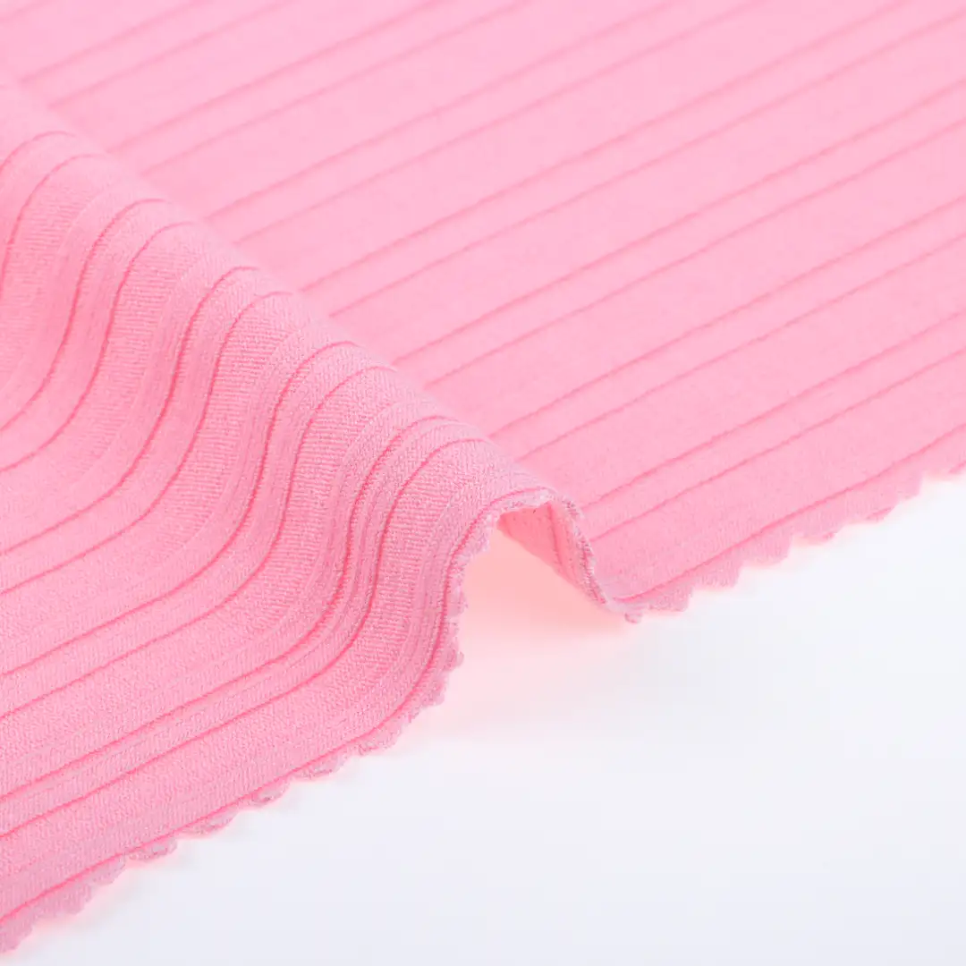 China Fabric for Tank Top,Crop Top,Hoodie Rib Knit Fabric Cotton Elastane Pink color buy from China wholesaler bulk order at wholesale price free worldwide shipping Alibaba
