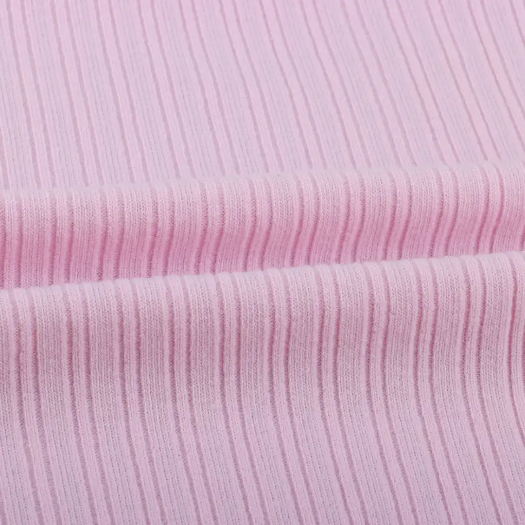 China Fabric for Tank Top,Crop Top,Hoodie Rib Knit Fabric Rayon Polyester Spandex Pink color buy from China wholesaler bulk order at wholesale price free worldwide shipping Alibaba