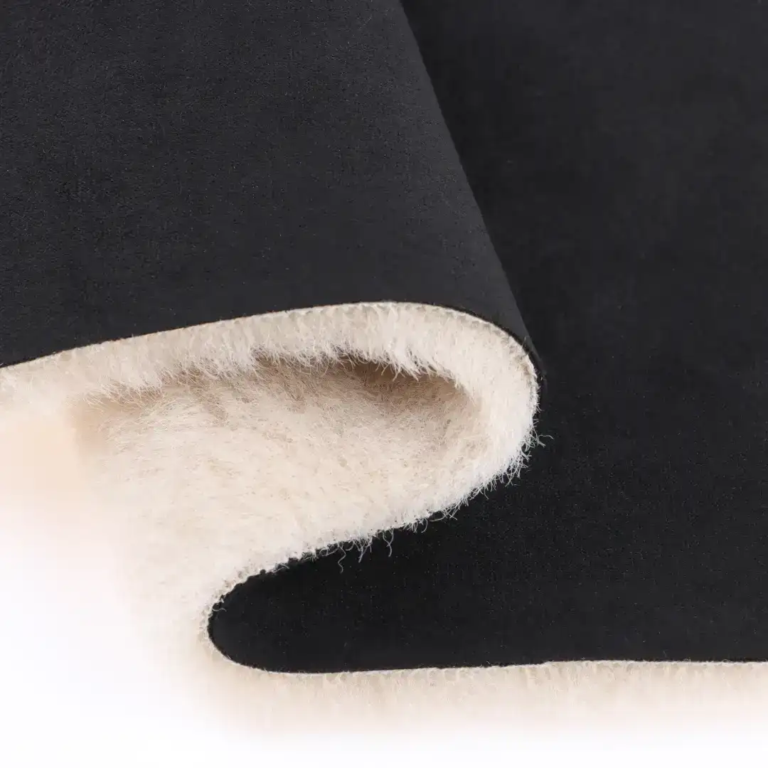 China Fabric for Pants,Suit Trouser,Skirt,Trench Coat,Overcoat,Suit Weft Suede Knit Fabric Polyester Spandex Black color buy from China wholesaler bulk order at wholesale price free worldwide shipping Alibaba