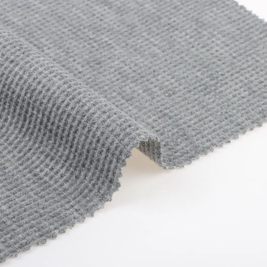 China Fabric for Loungewear Waffle Knit Fabric Recycled Polyester Polyester Cotton Grey color buy from China wholesaler bulk order at wholesale price free worldwide shipping Alibaba