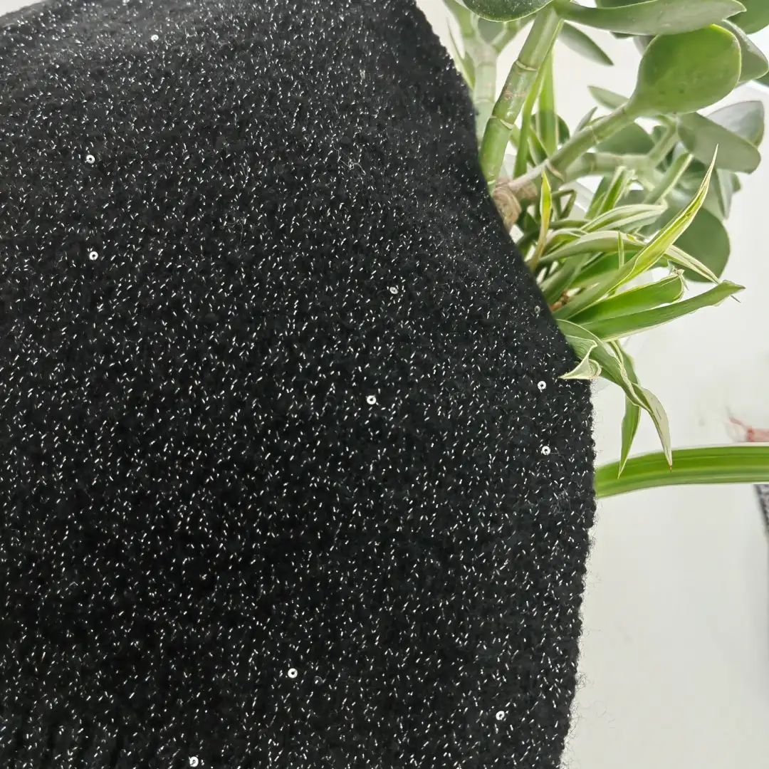 China Yarn for Trench Coat,Round Neck Pullover (Sweater),Crop Top Pullover (Sweater) Mossy Yarn Fancy Yarn Recycled Polyester Polyester Wool Elastane Metallic fiber BLACK+ BLACK LUREX color buy from China wholesaler bulk order at wholesale price free worldwide shipping Alibaba