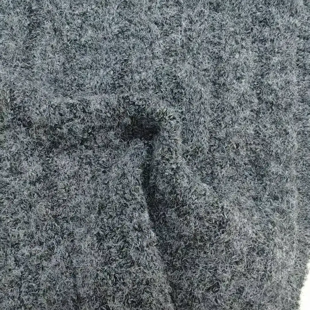 China Yarn for Hoodie,Open Cardigan (Sweater),Half-Zipper Cardigan (Sweater) Mossy Yarn Fancy Yarn Recycled Polyester RWS Wool Spandex Dark grey color buy from China wholesaler bulk order at wholesale price free worldwide shipping Alibaba