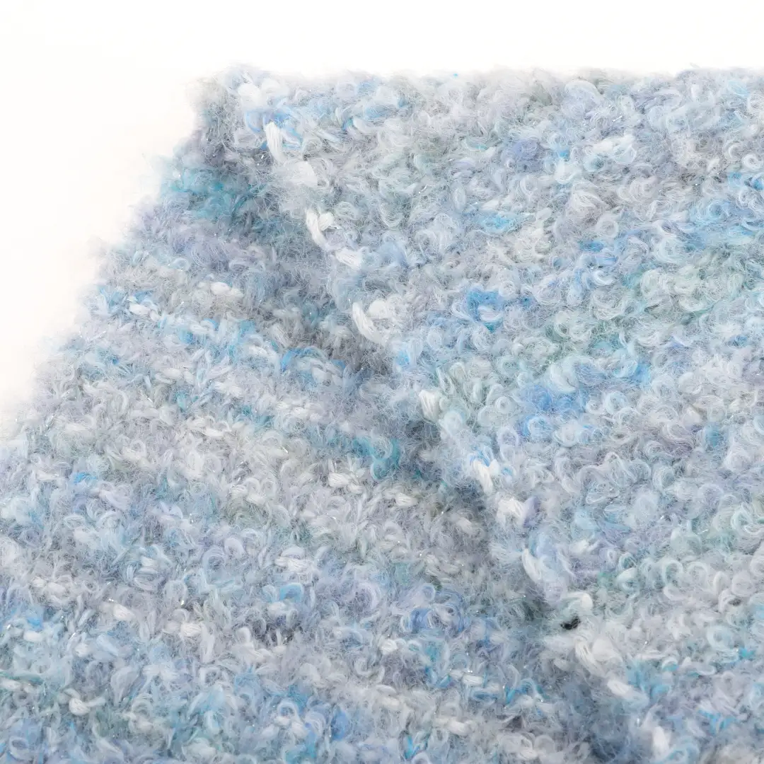 China Yarn for Half-Zipper Cardigan (Sweater),Shirt Long Sleeve Button (Sweater),Shirt Long Sleeve Zipper (Sweater),Shirt Half Sleeve Button (Sweater),Shirt Half Sleeve Zipper (Sweater) Boucle Yarn Fancy Yarn Recycled Polyester Polyester Wool Spandex BLUE MELANGE color buy from China wholesaler bulk order at wholesale price free worldwide shipping Alibaba