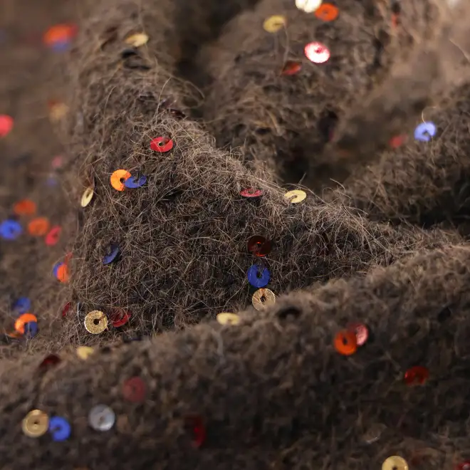 China Yarn for Open Cardigan (Sweater),Round Neck Pullover (Sweater),Crew Neck Pullover (Sweater),Crop Top Pullover (Sweater) Twisted Yarn Twisted Yarn Elastane Nylon Polyester Sequin Wool coffee color buy from China wholesaler bulk order at wholesale price free worldwide shipping Alibaba