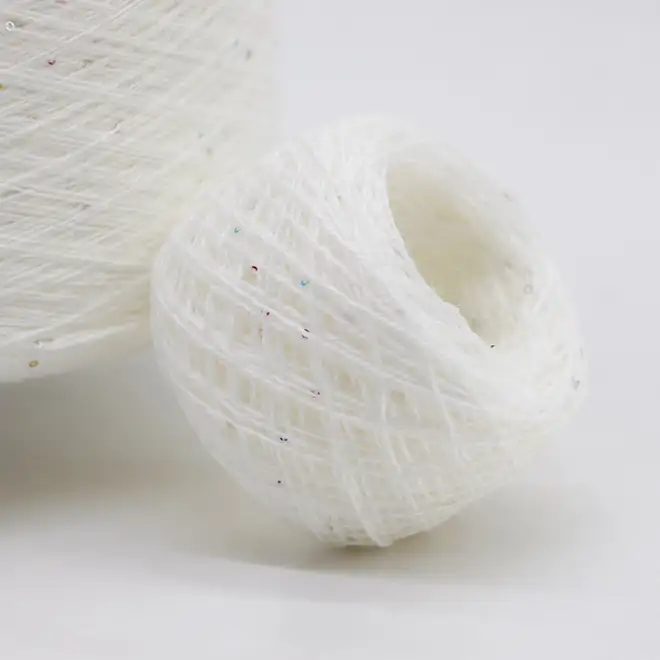 China Yarn for Half-Zipper Cardigan (Sweater),Round Neck Pullover (Sweater),Crew Neck Pullover (Sweater),Crop Top Pullover (Sweater) Twisted Yarn Twisted Yarn Acrylic Nylon Polyester Sequin white color buy from China wholesaler bulk order at wholesale price free worldwide shipping Alibaba