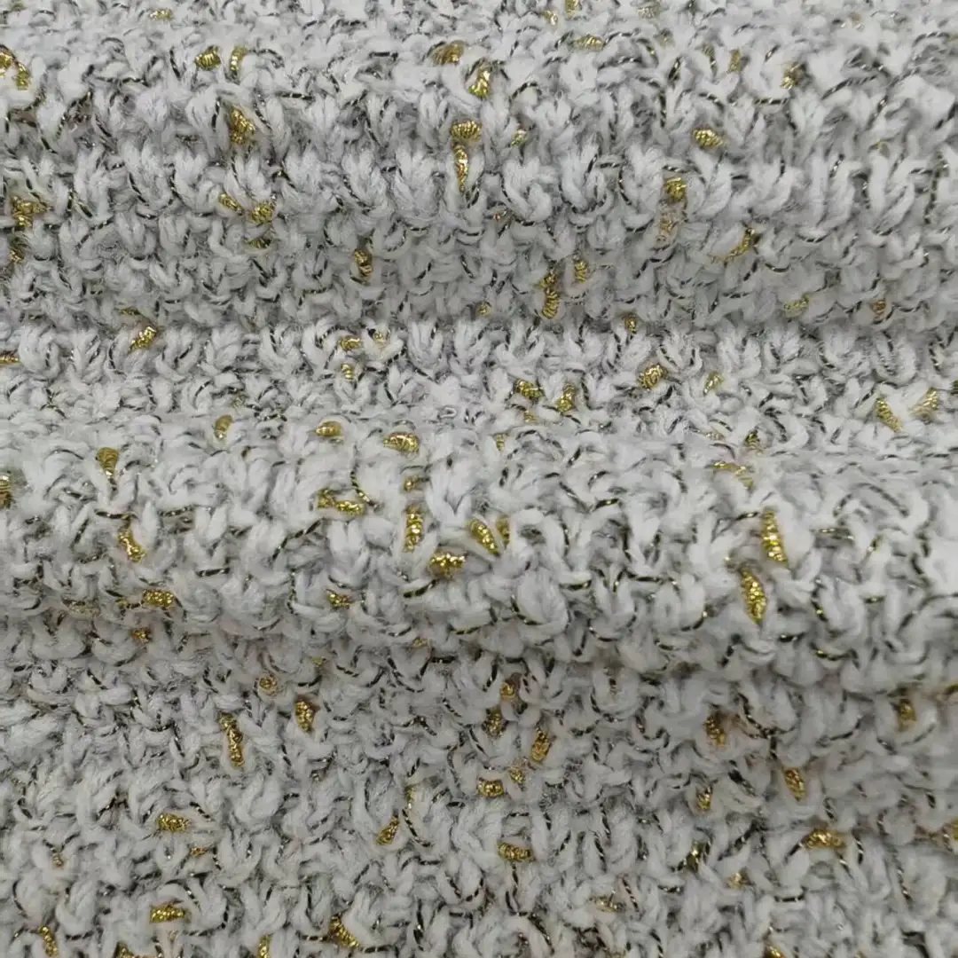 China Yarn for Hoodie,Open Cardigan (Sweater),Crop Top Pullover (Sweater) Knot Yarn Fancy Yarn Recycled Polyester METALLIC GOLD White, black, golden color buy from China wholesaler bulk order at wholesale price free worldwide shipping Alibaba