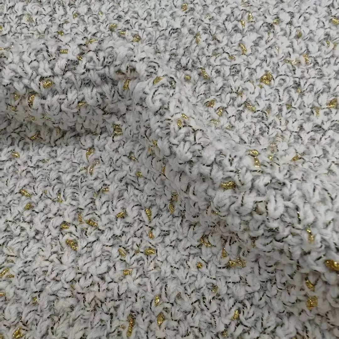 China Yarn for Hoodie,Open Cardigan (Sweater),Crop Top Pullover (Sweater) Knot Yarn Fancy Yarn Recycled Polyester METALLIC GOLD White, black, golden color buy from China wholesaler bulk order at wholesale price free worldwide shipping Alibaba