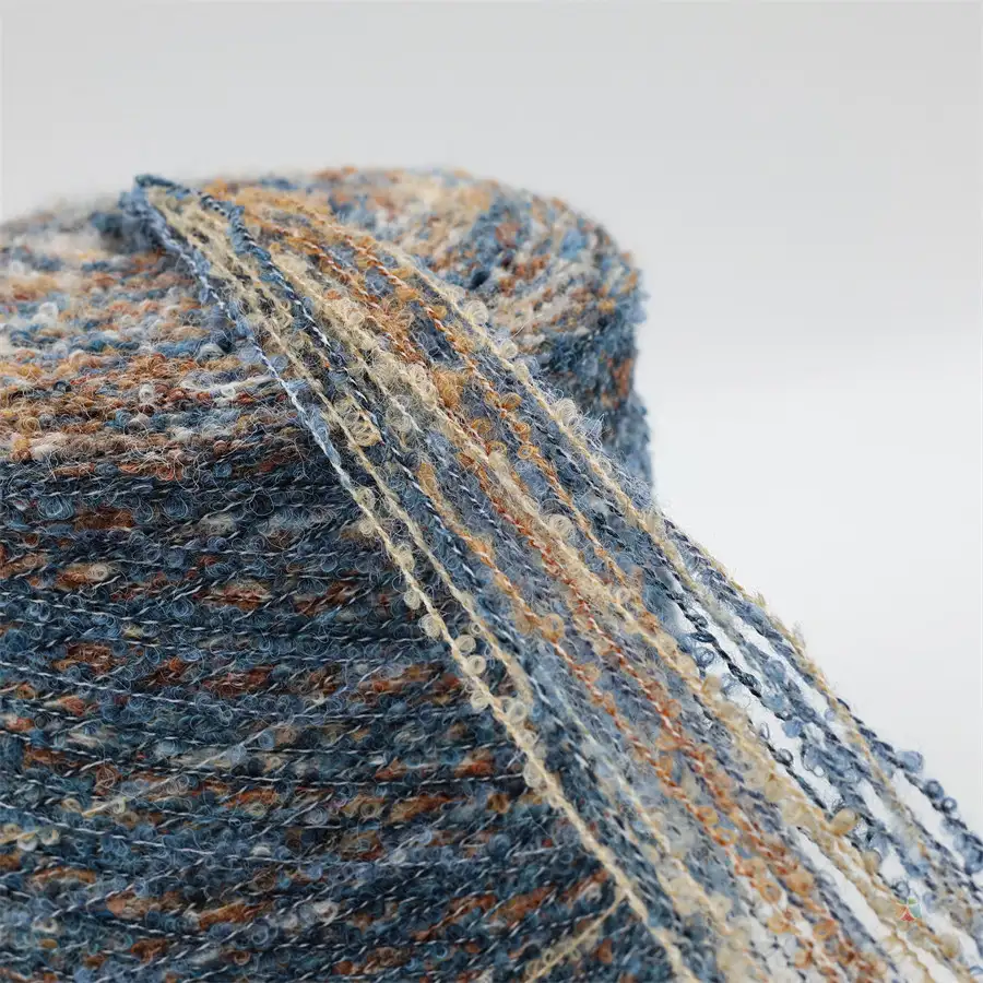 China Yarn for Ladies Vest (Sweater),Men’s Vest (Sweater),Open Cardigan (Sweater),Full-Zipper Cardigan (Sweater),Half-Zipper Cardigan (Sweater) Boucle Yarn Fancy Yarn Wool Acrylic Polyamide Polyester Spandex 34 color buy from China wholesaler bulk order at wholesale price free worldwide shipping Alibaba