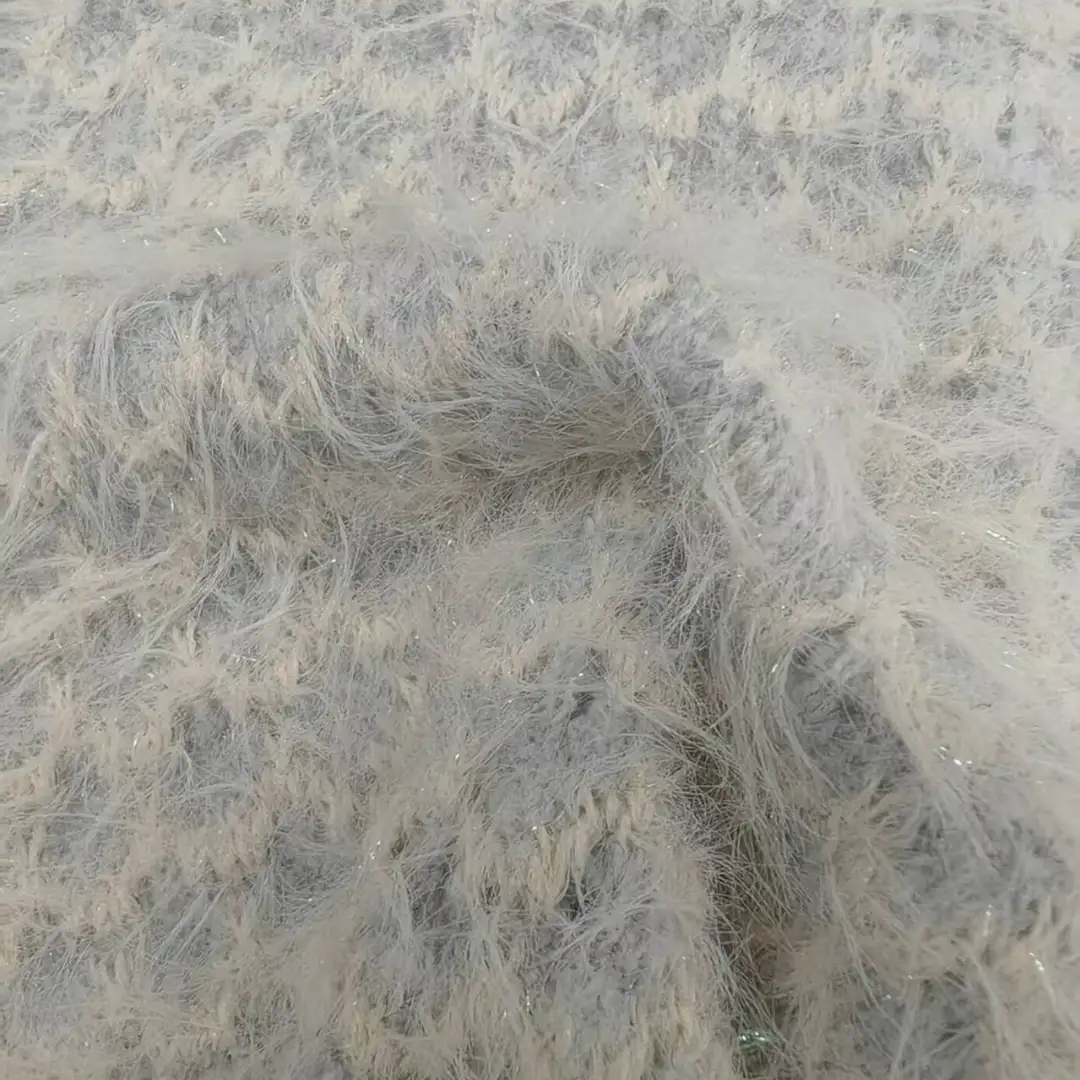 China Yarn for Crop Top,Hoodie,Open Cardigan (Sweater),Round Neck Pullover (Sweater) Cat Feather Yarn Fancy Yarn Polyester Nylon light gray color buy from China wholesaler bulk order at wholesale price free worldwide shipping Alibaba