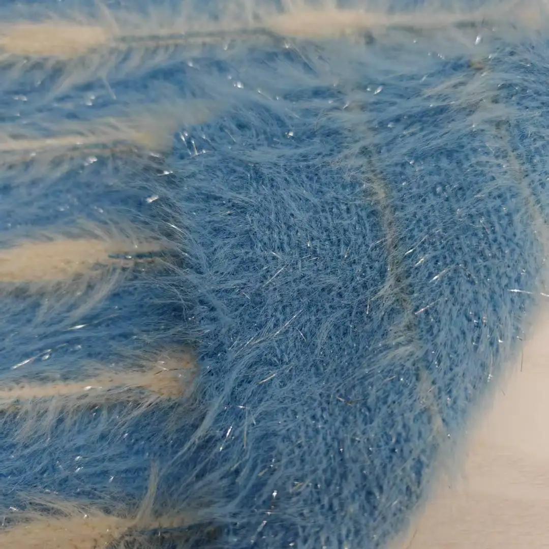 China Yarn for Crop Top,Hoodie,Full-Zipper Cardigan (Sweater),Round Neck Pullover (Sweater) Cat Feather Yarn Fancy Yarn Nylon METALLIC GOLD Blue and white color buy from China wholesaler bulk order at wholesale price free worldwide shipping Alibaba