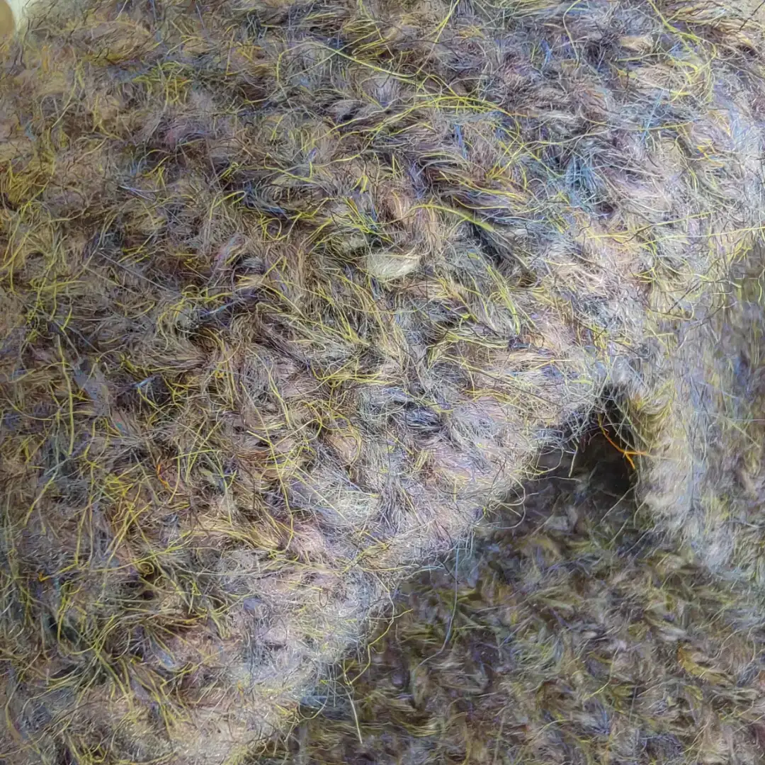 China Yarn for Open Cardigan (Sweater),Crop Top Pullover (Sweater),Skirt (Sweater) Mossy Yarn Fancy Yarn Polyester Acrylic Elastane 花紫 color buy from China wholesaler bulk order at wholesale price free worldwide shipping Alibaba