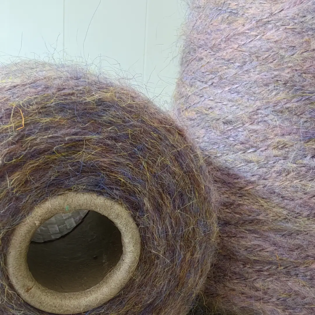 China Yarn for Open Cardigan (Sweater),Crop Top Pullover (Sweater),Skirt (Sweater) Mossy Yarn Fancy Yarn Polyester Acrylic Elastane 花紫 color buy from China wholesaler bulk order at wholesale price free worldwide shipping Alibaba