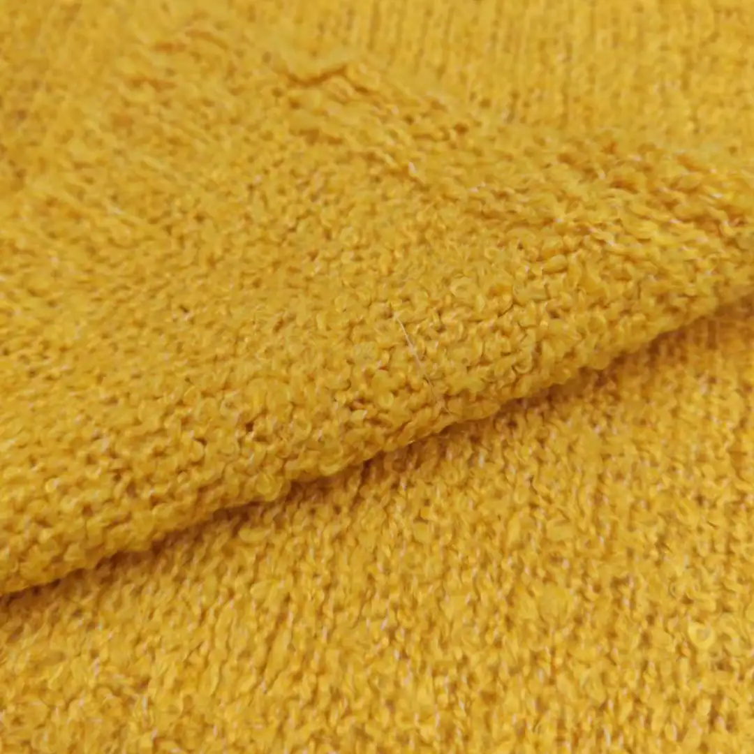 China Yarn for Dresses (Cardigan Button) (Sweater),Men's Pants (Sweater),Kids Button Cami Top (Sweater),Back Button Strappy Vest (Sweater),Tie-Front Top (Sweater) Boucle Yarn Fancy Yarn Polyester yellow color buy from China wholesaler bulk order at wholesale price free worldwide shipping Alibaba