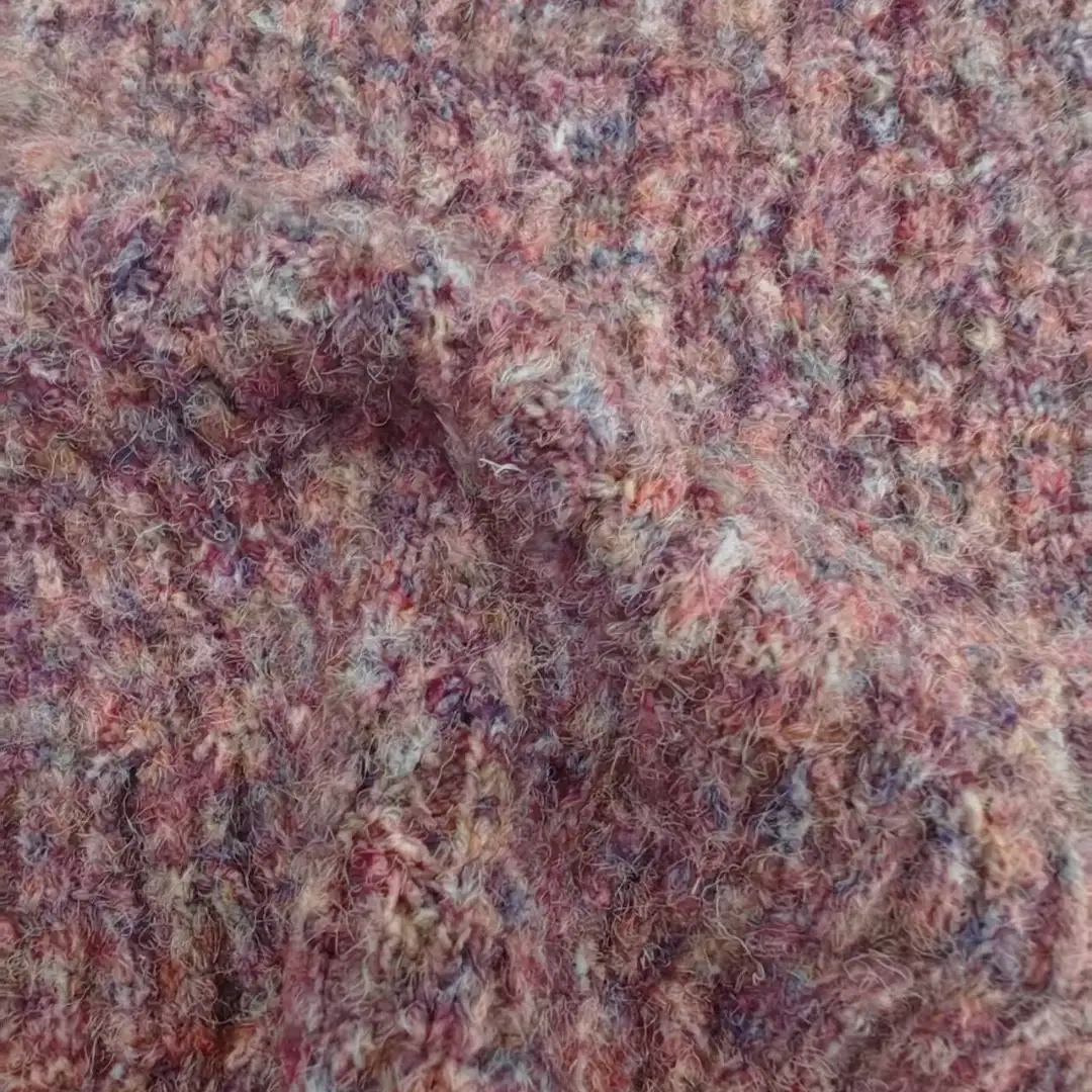 China Yarn for Crop Top,Hoodie,Open Cardigan (Sweater),Crop Top Pullover (Sweater) Mossy Yarn Fancy Yarn Recycled Polyester Acrylic Nylon RWS Wool Spandex Pink color buy from China wholesaler bulk order at wholesale price free worldwide shipping Alibaba