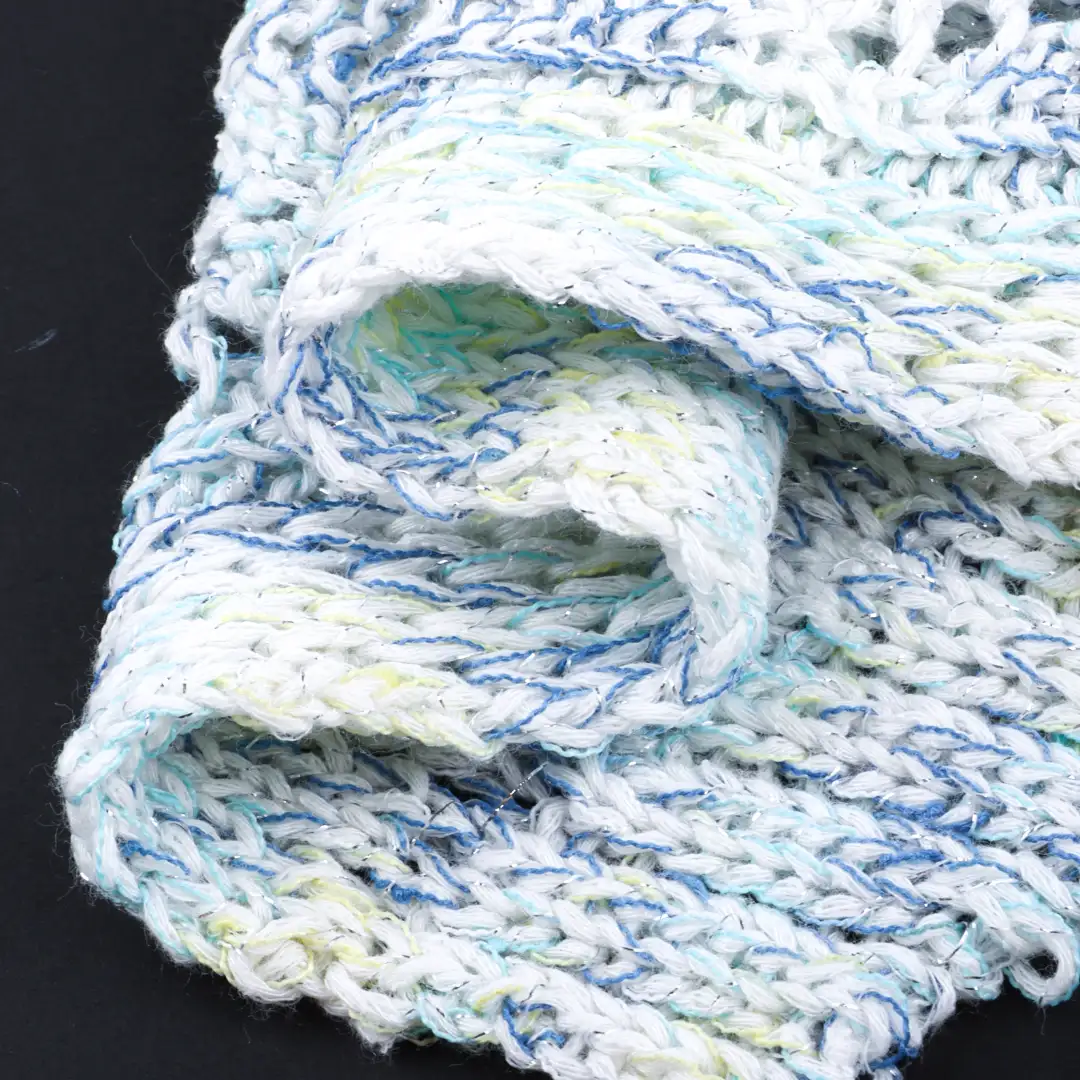 China Yarn for Polo Shirt,Crop Top,Round Neck Pullover (Sweater),Crew Neck Pullover (Sweater) Twisted Yarn Twisted Yarn BCI Cotton Recycled Polyester Lurex Blue and white and yellow color buy from China wholesaler bulk order at wholesale price free worldwide shipping Alibaba