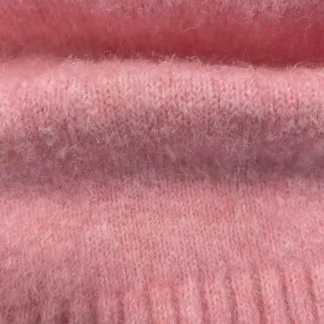 China Yarn for Open Cardigan (Sweater) Mossy Yarn Fancy Yarn Recycled Polyester Wool Eco Tang Viscose Elastane PINK color buy from China wholesaler bulk order at wholesale price free worldwide shipping Alibaba