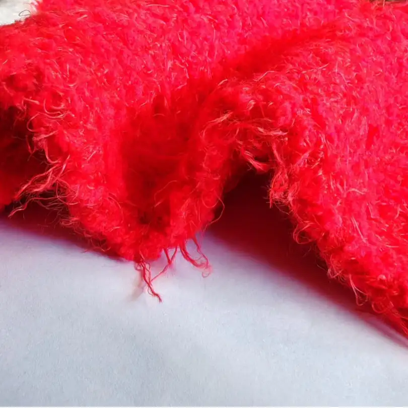 China Yarn for Round Neck Pullover (Sweater),Crew Neck Pullover (Sweater),Crop Top Pullover (Sweater),Loungewear,Tube Top and Mini Skirt Set (Sweater) Teddy Yarn Fancy Yarn Polyester red color buy from China wholesaler bulk order at wholesale price free worldwide shipping Alibaba