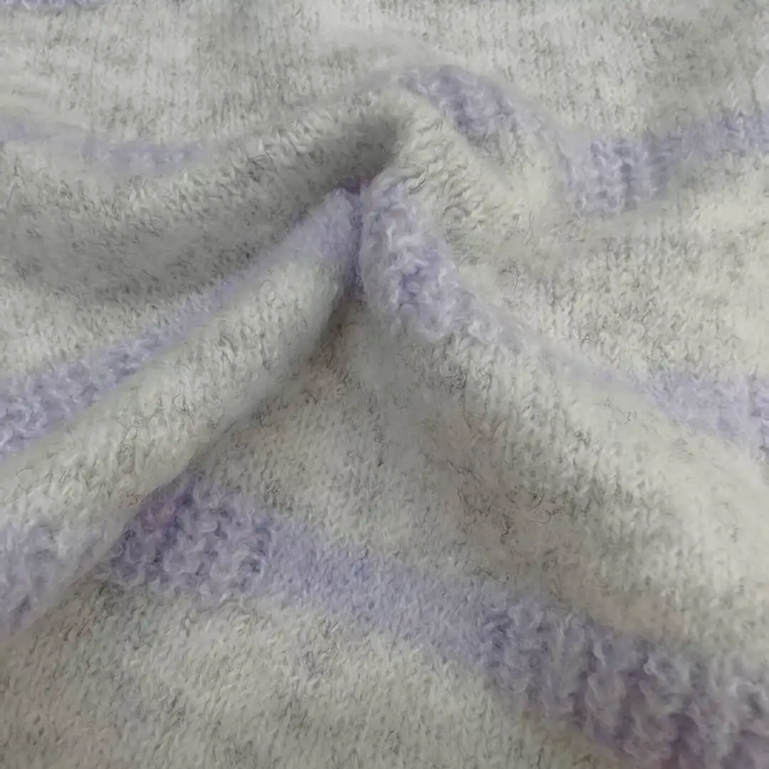 China Yarn for Hoodie,Open Cardigan (Sweater),Round Neck Pullover (Sweater),Crop Top Pullover (Sweater) Mossy Yarn Fancy Yarn Recycled Polyester Polyester Spandex Light purple, light gray color buy from China wholesaler bulk order at wholesale price free worldwide shipping Alibaba