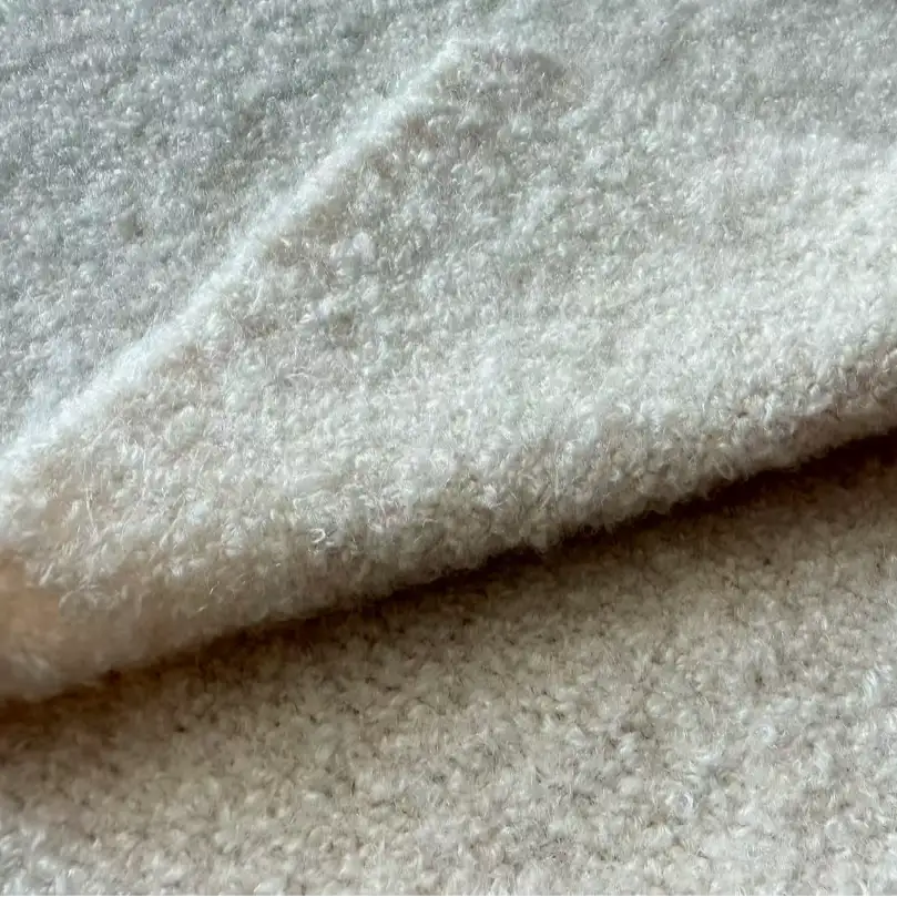 China Yarn for Open Cardigan (Sweater),Full-Zipper Cardigan (Sweater),Half-Zipper Cardigan (Sweater),Round Neck Pullover (Sweater),Crop Top Pullover (Sweater),Hoodie  (Sweater) Boucle Yarn Fancy Yarn Polyester Nylon Elastane Off-White color buy from China wholesaler bulk order at wholesale price free worldwide shipping Alibaba