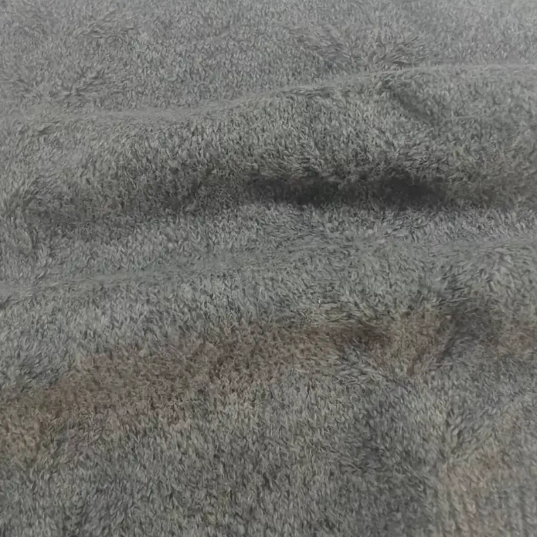 China Yarn for Open Cardigan (Sweater),Full-Zipper Cardigan (Sweater),Half-Zipper Cardigan (Sweater) Mossy Yarn Fancy Yarn BCI Cotton Recycled Polyester Gray color buy from China wholesaler bulk order at wholesale price free worldwide shipping Alibaba